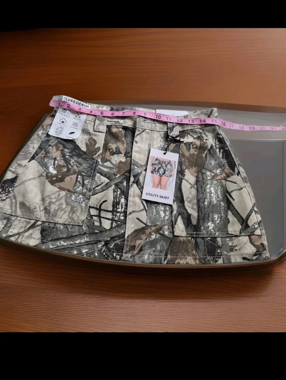 NWT Refrain Camo Print Mini Skirt in Olive & Tan - Back To School